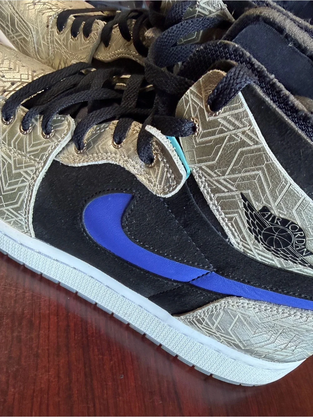 Jordan Kids High-Top Sneakers in Purple, Black, and Tan